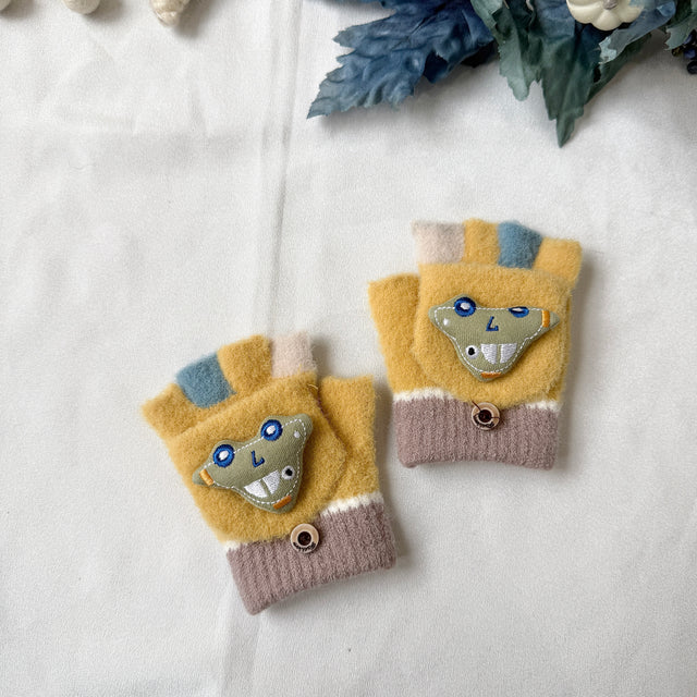 Toddler Half Finger Kids Convertible Gloves