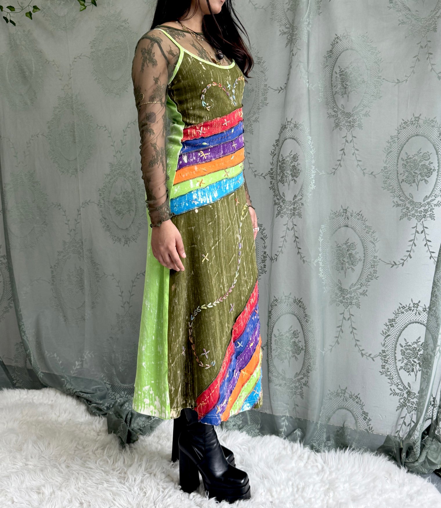 Patchwork Embroidered Long Maxi Dress