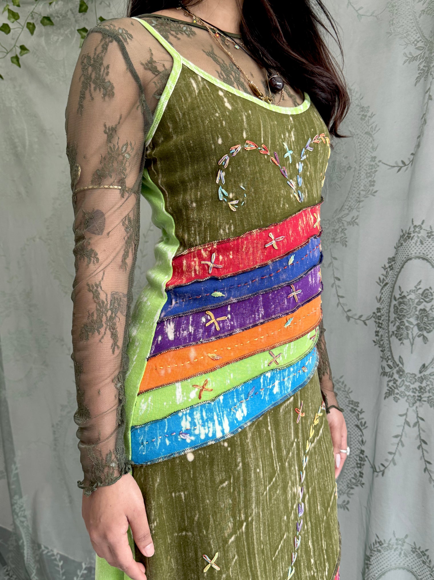 Patchwork Embroidered Long Maxi Dress