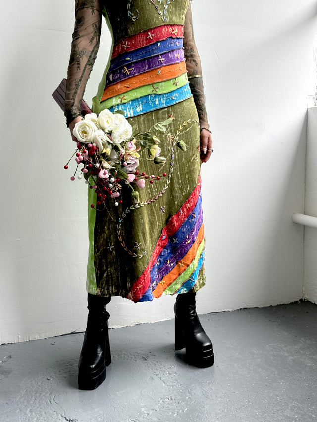 Patchwork Embroidered Long Maxi Dress