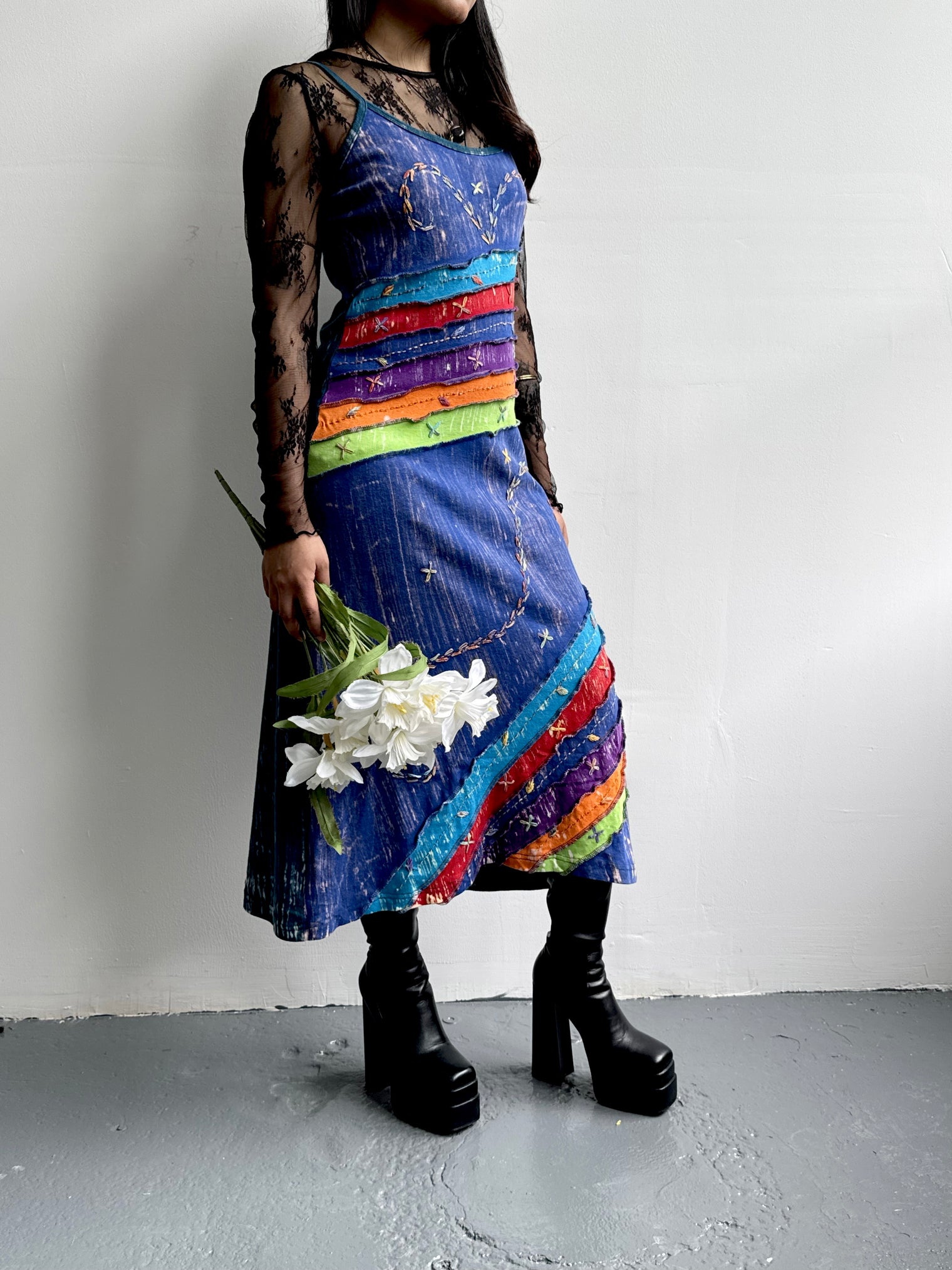 Patchwork Embroidered Long Maxi Dress