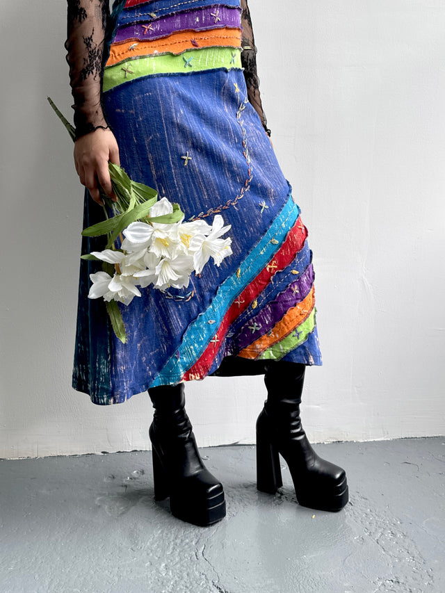 Patchwork Embroidered Long Maxi Dress