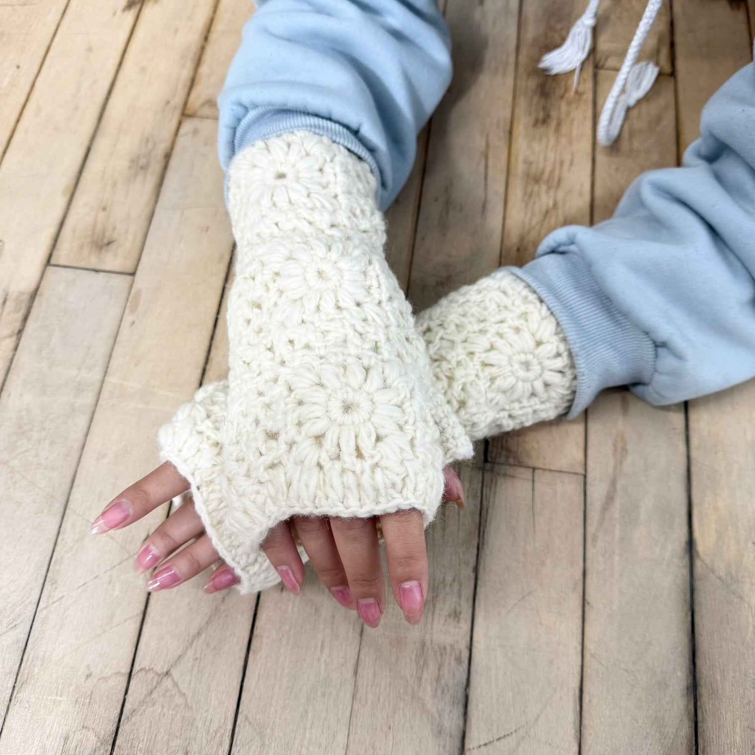 Crochet Solid Color Fleece Lined Gloves