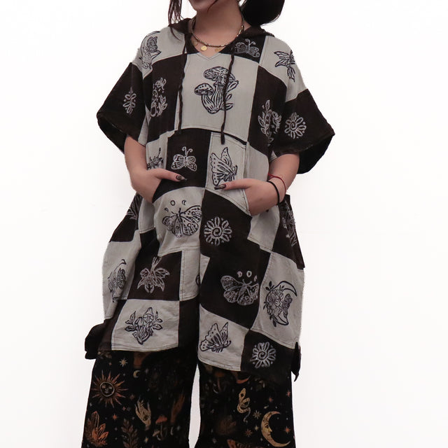 Whimsical Boho Reversible Patchwork Hoodie