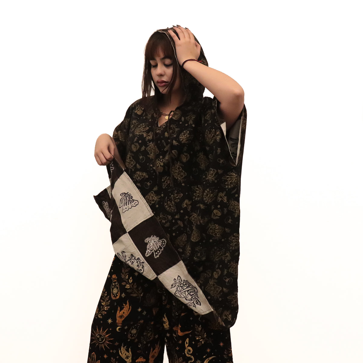 Whimsical Boho Reversible Patchwork Hoodie