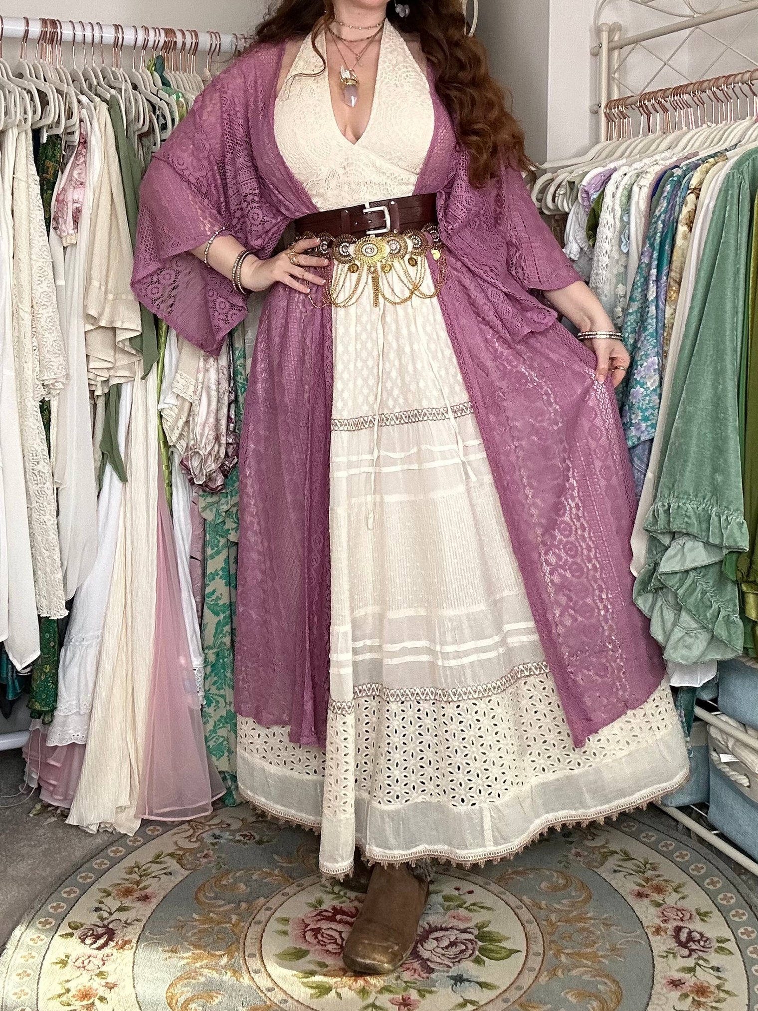 Cosmic Boheme Lace Kimono with Pockets