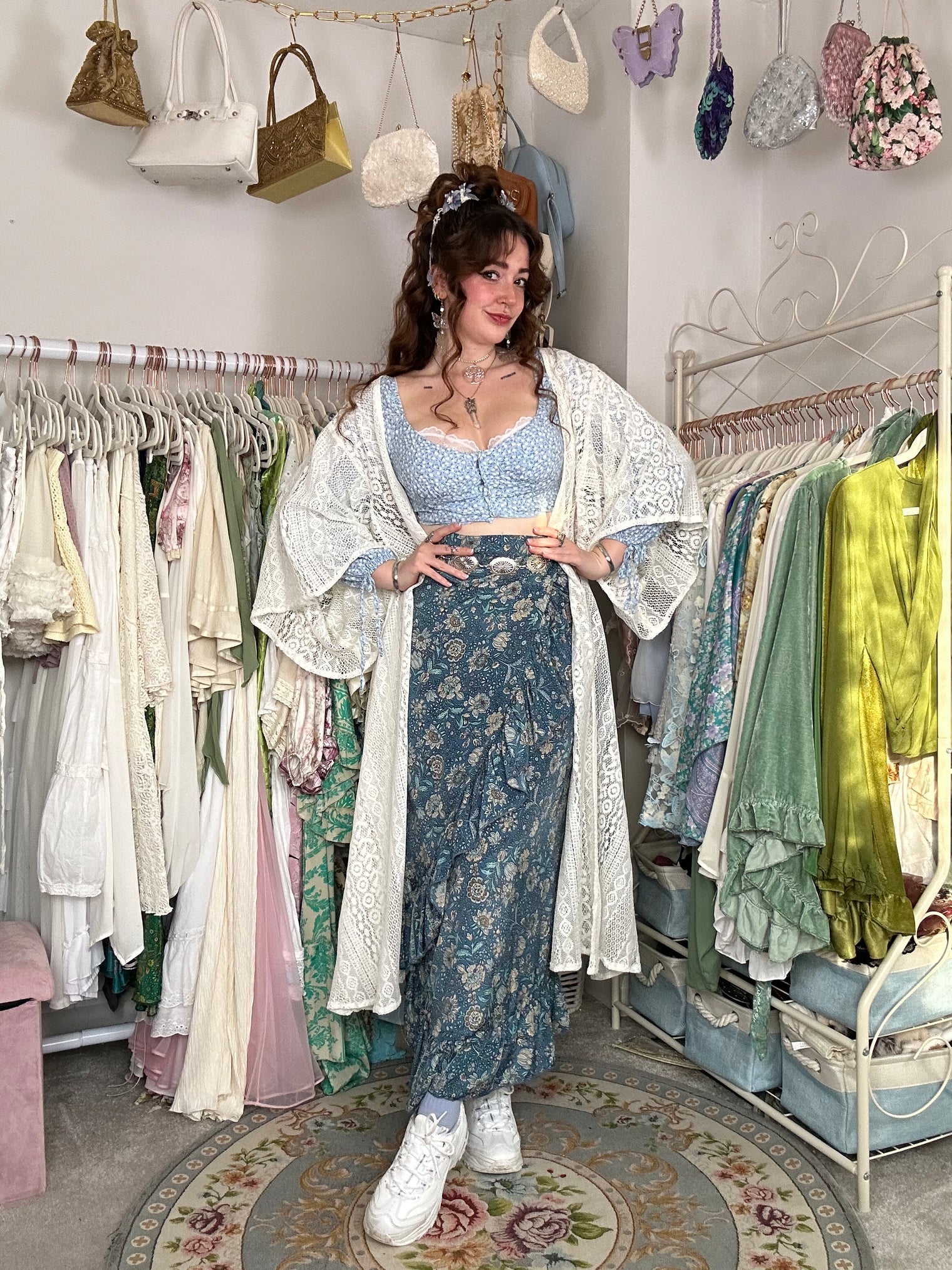 Cosmic Boheme Lace Kimono with Pockets