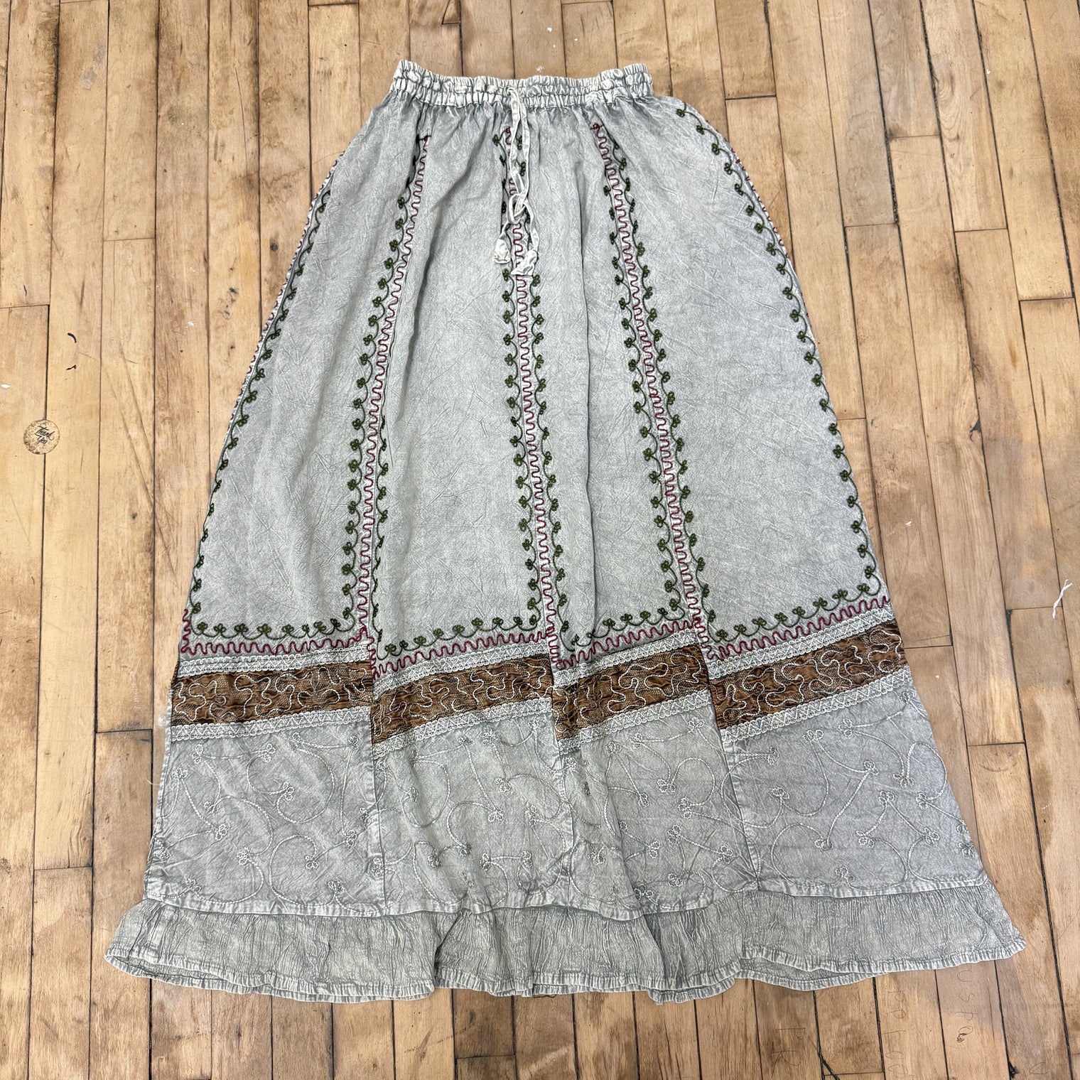 Hand Embroidered Flowy Batik Skirts