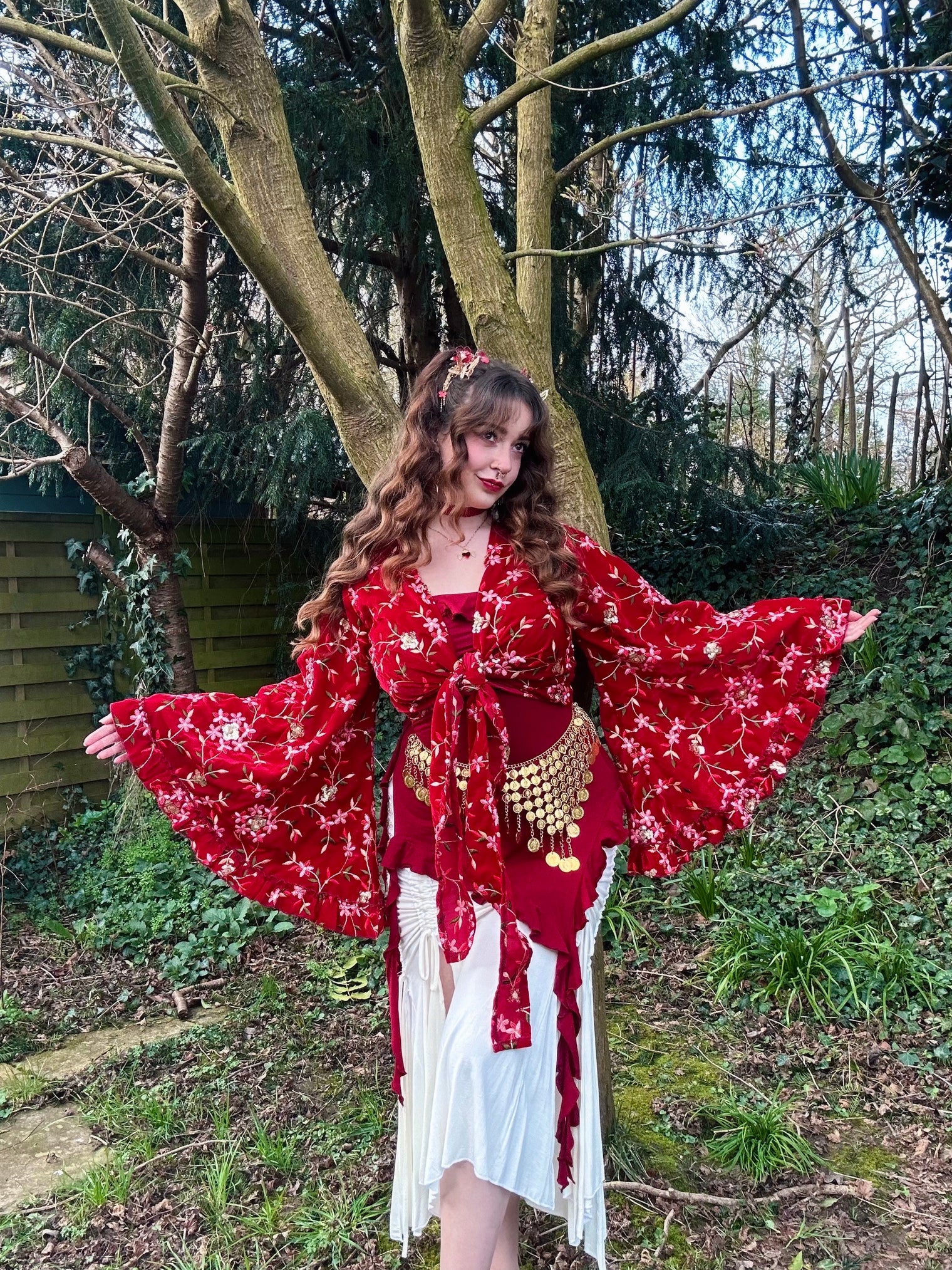 Ember Velvet Hand Embroidered Wrap Top