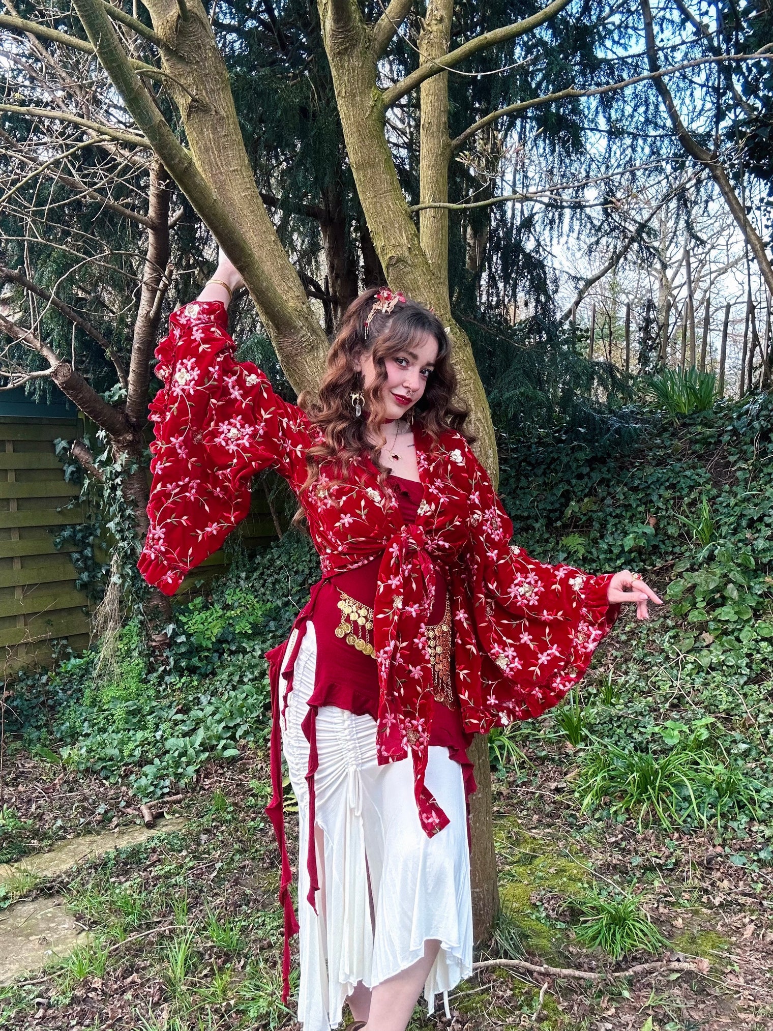 Ember Velvet Hand Embroidered Wrap Top