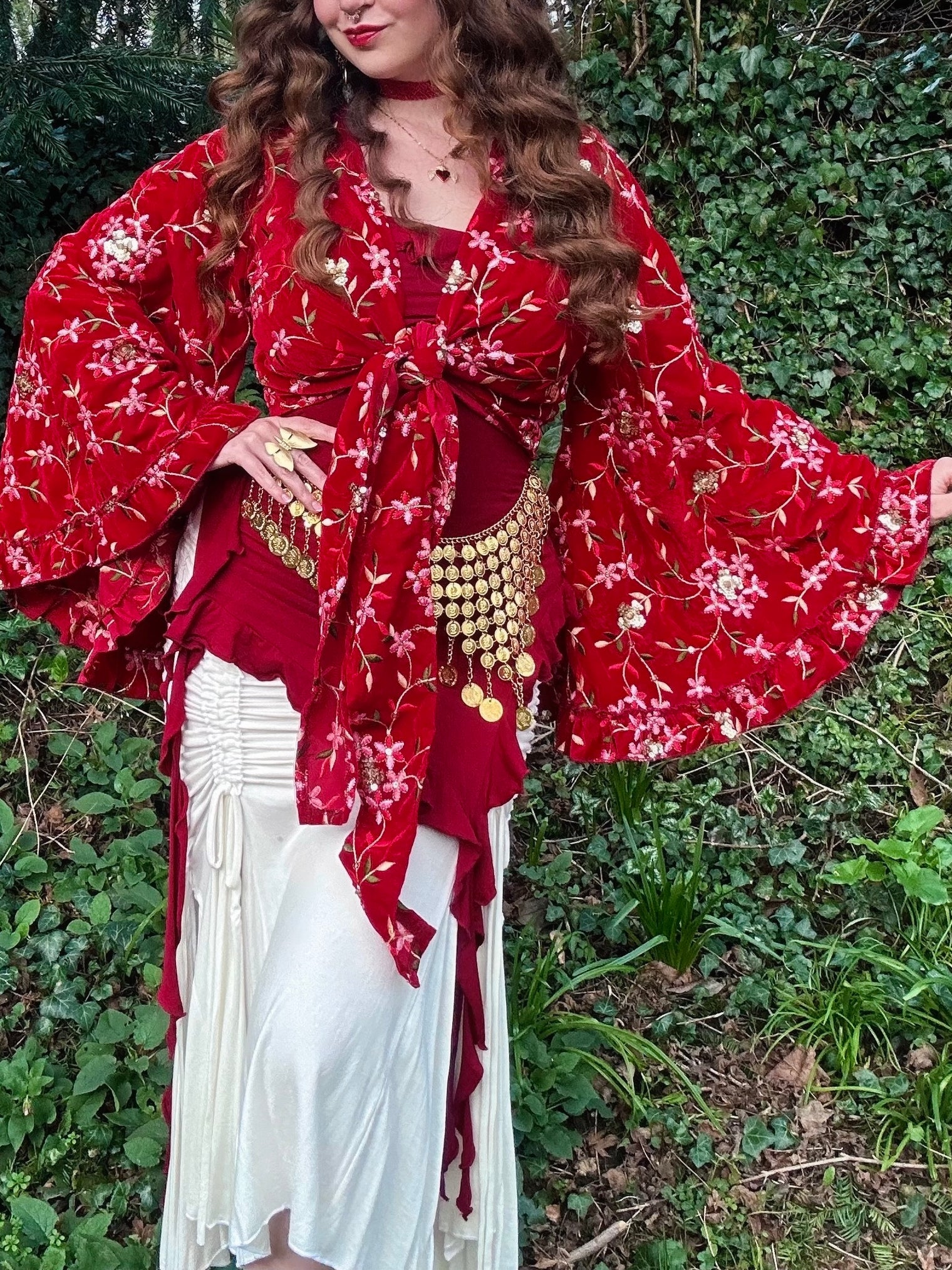 Ember Velvet Hand Embroidered Wrap Top