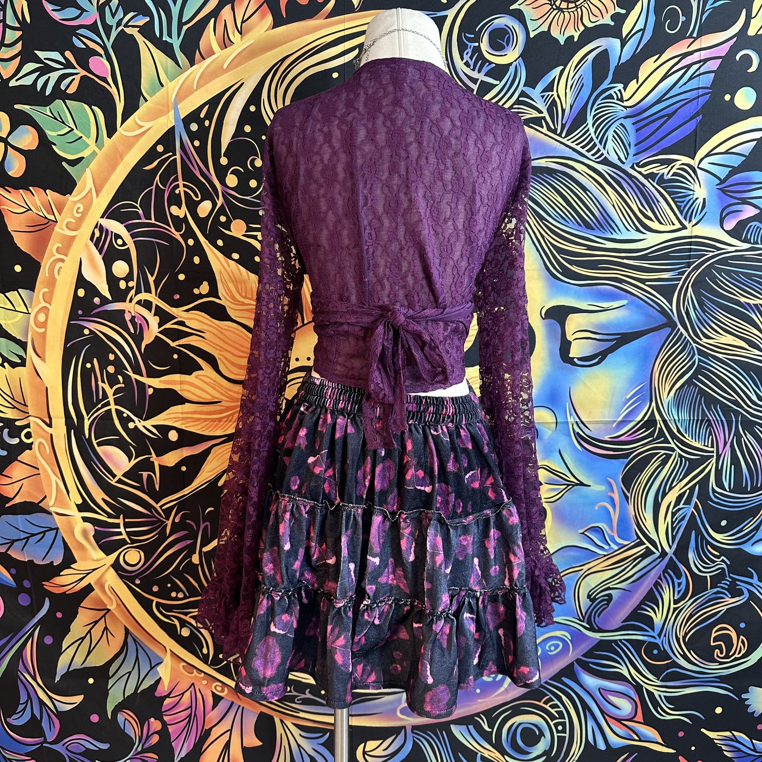 Flowy Velvet Mini Tiered Skirt with Pockets
