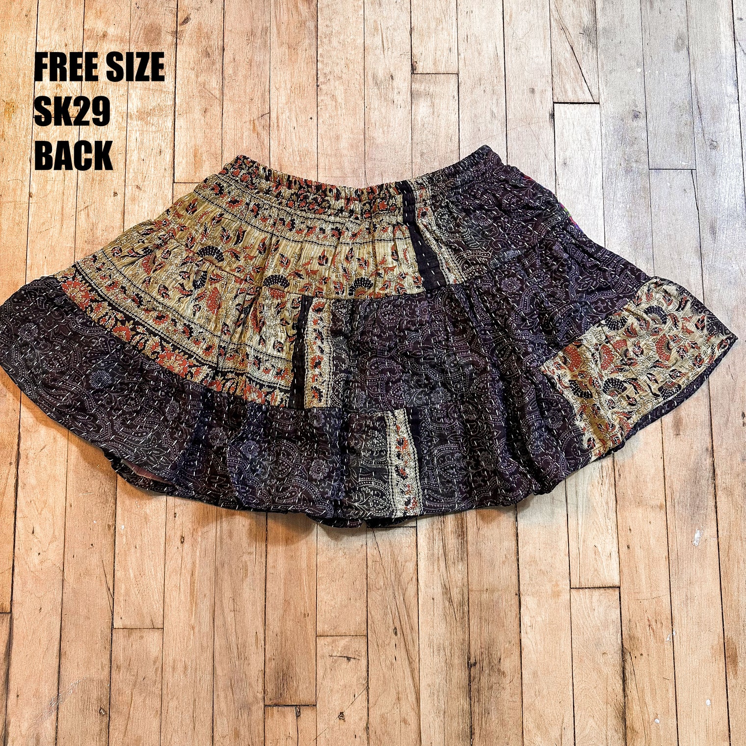 Kantha Tiered Mini Skirt with Pockets