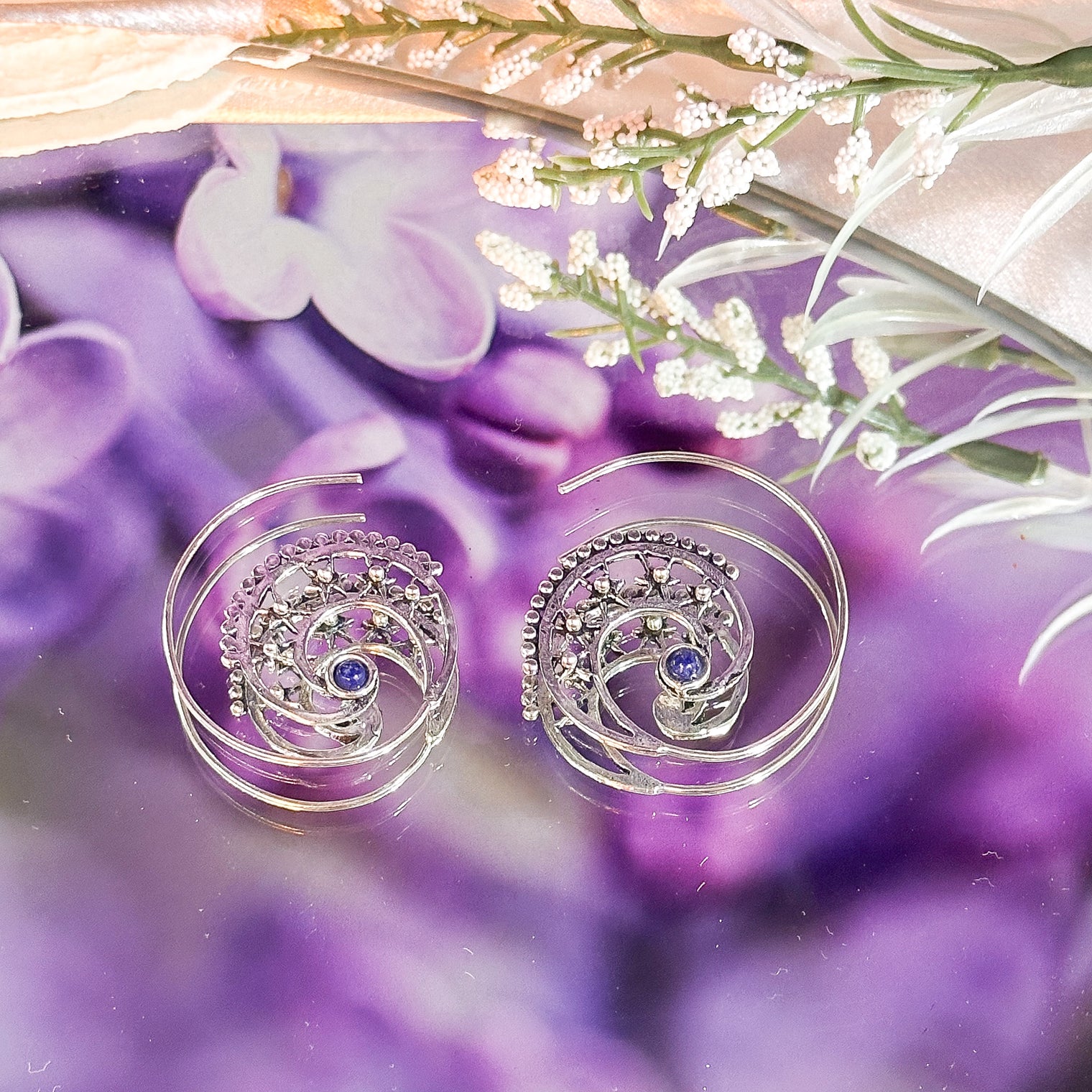 Boho Spiral Silver Plated Crystal Earring