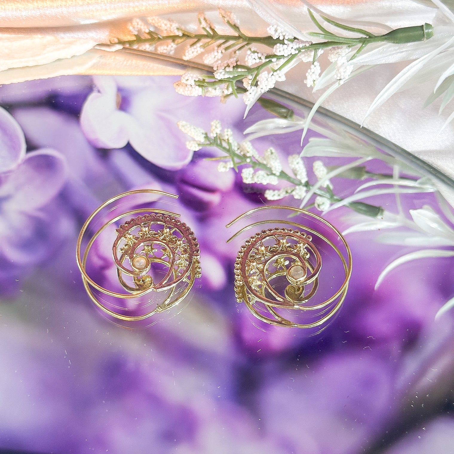 Boho Spiral Gold Plated Crystal Earring