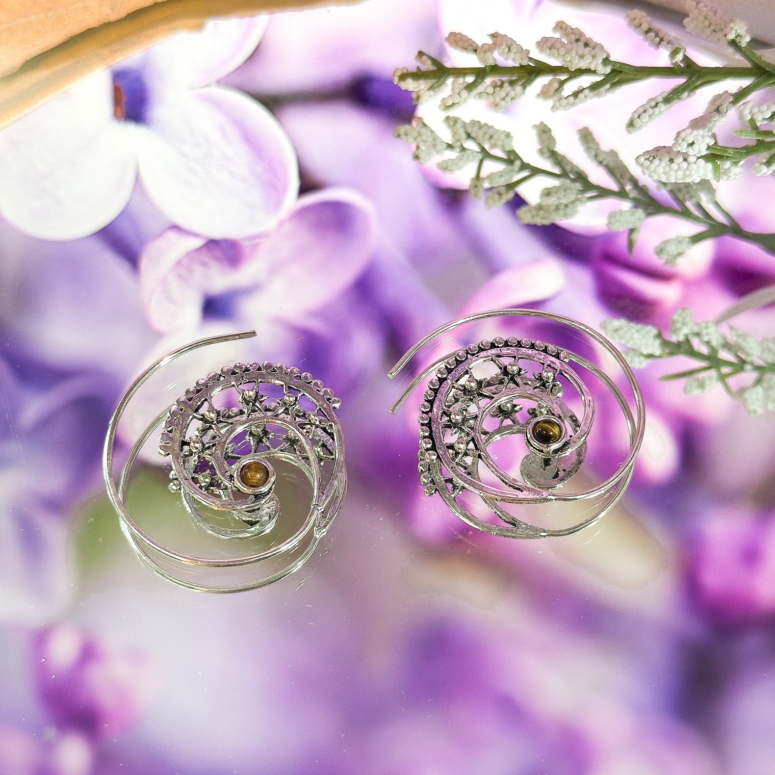 Boho Spiral Silver Plated Crystal Earring