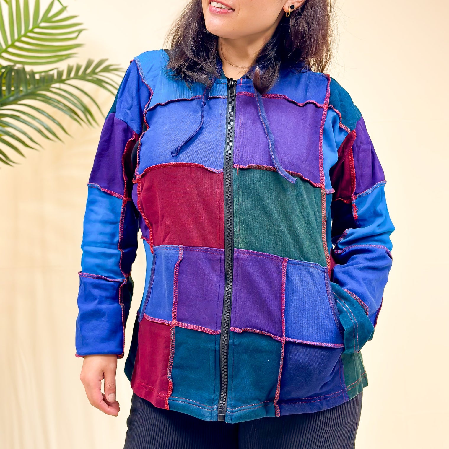 Solid Patchwork Long Sleeve Unisex Jacket