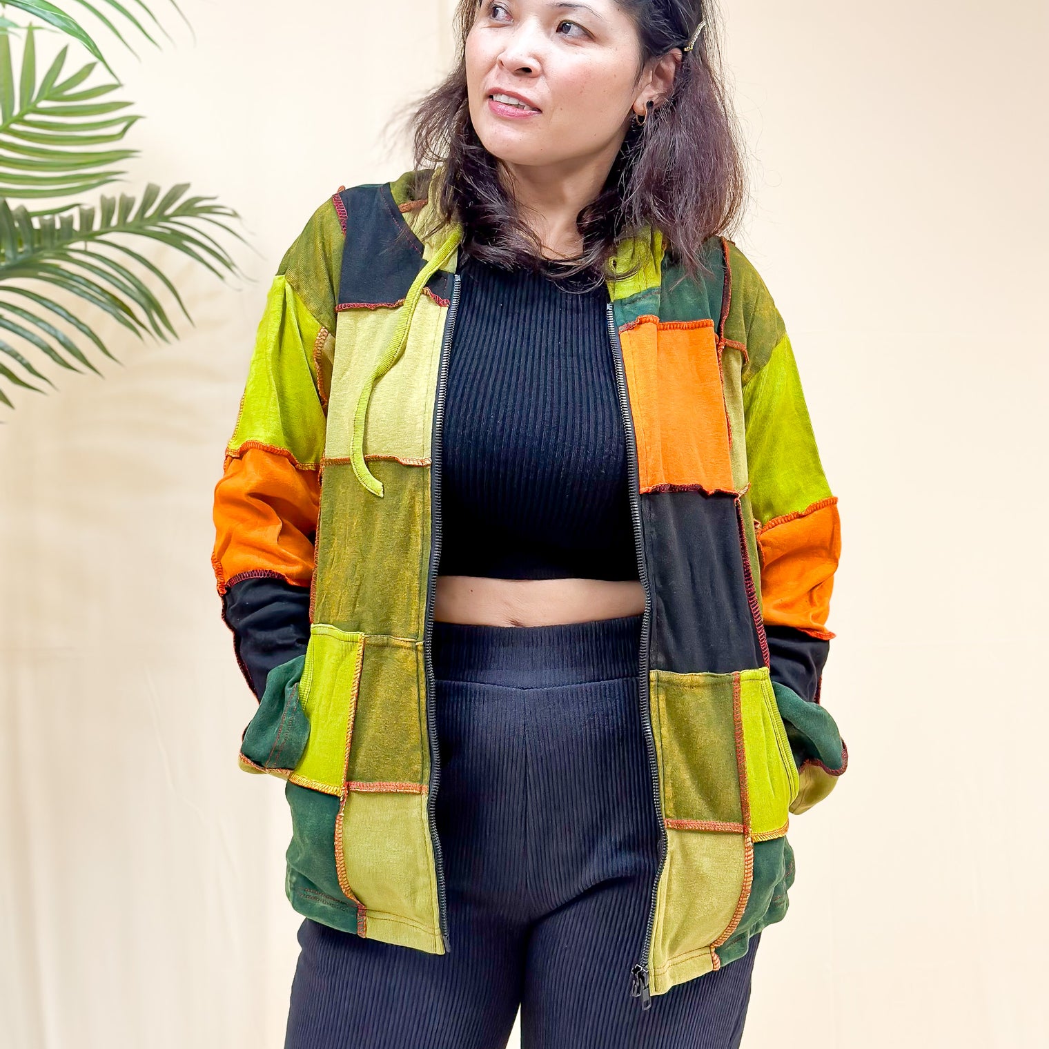 Solid Patchwork Long Sleeve Unisex Jacket