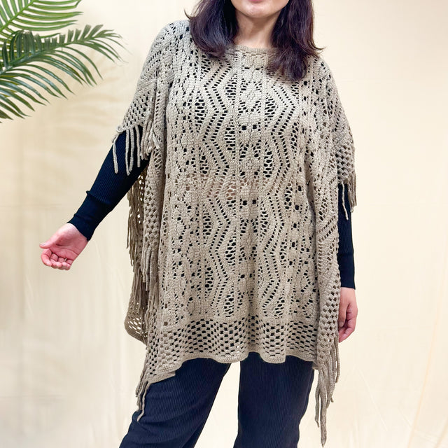 Crocheted Solid Color Ponchos