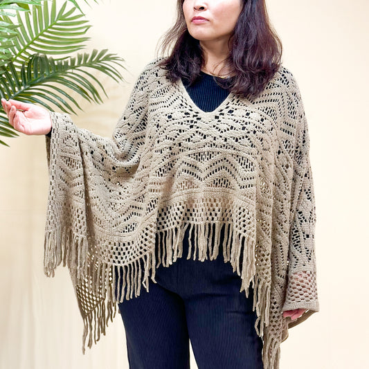 Crocheted Solid Color Ponchos