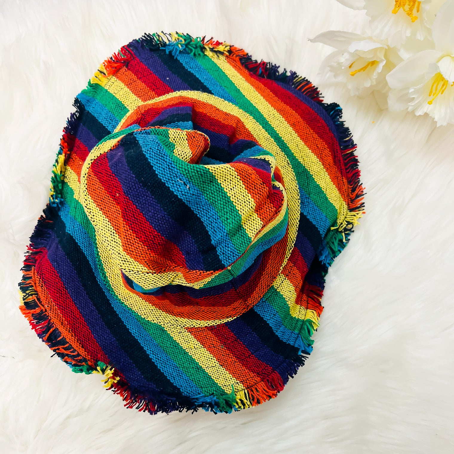 Handmade Unisex Rainbow/Pride Hemp Summer Sun Hat