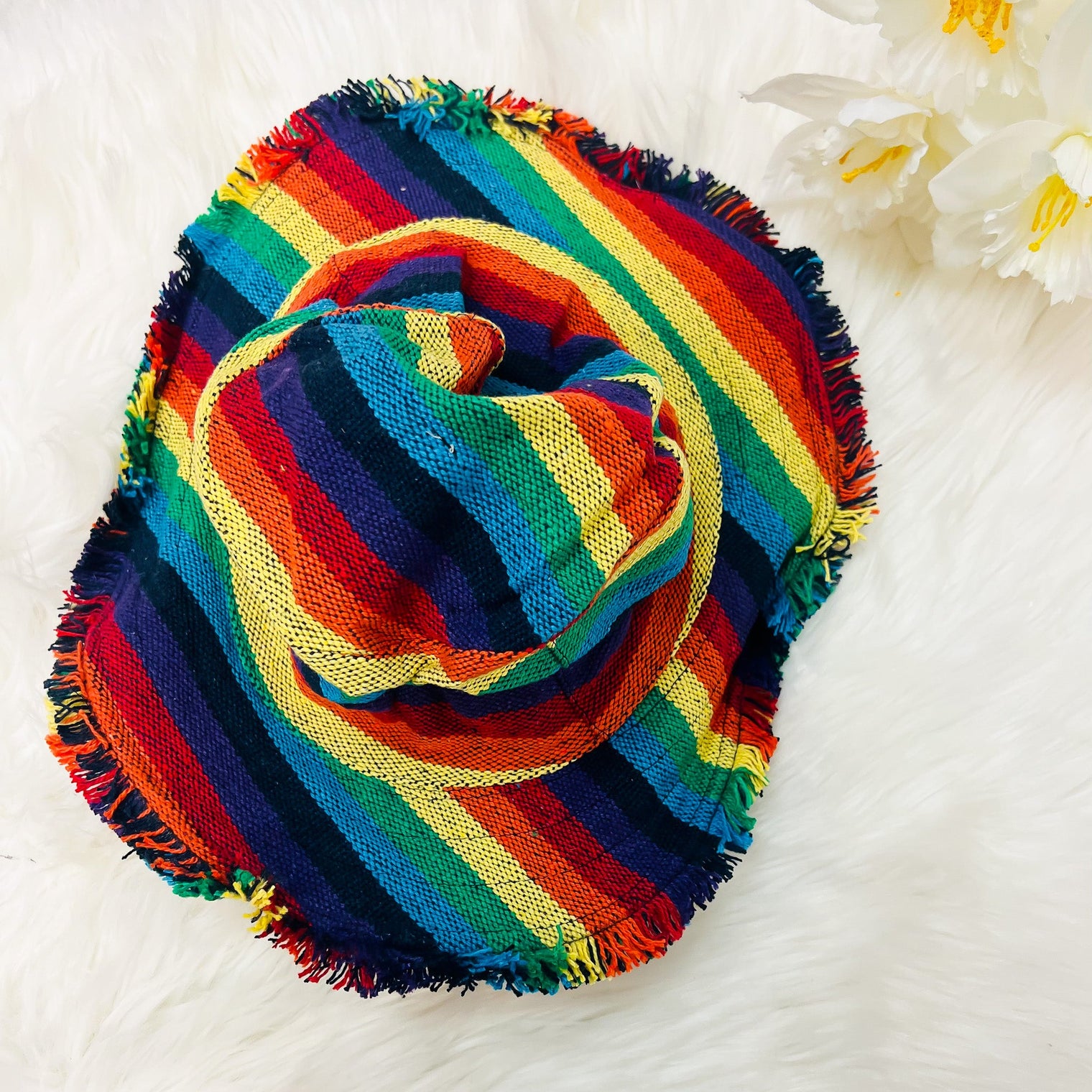 Handmade Unisex Rainbow/Pride Hemp Summer Sun Hat