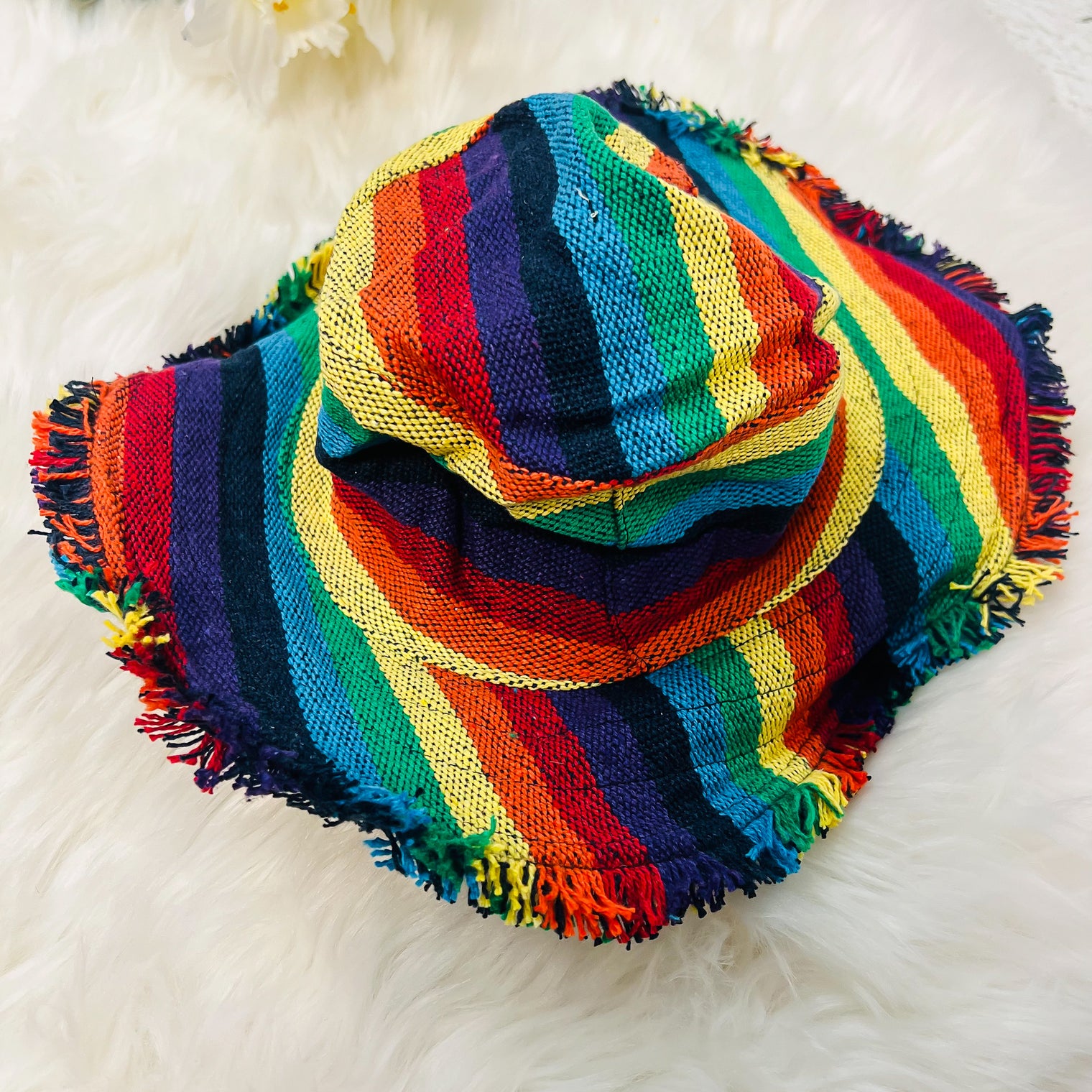 Handmade Unisex Rainbow/Pride Hemp Summer Sun Hat
