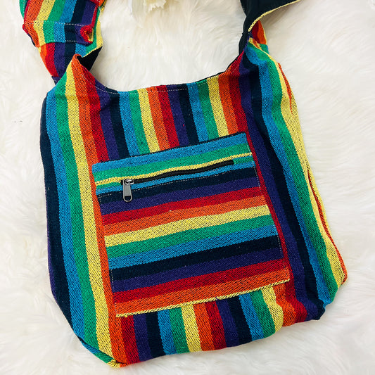 Rainbow/Pride Cotton Messenger Bag with Cell Phone Holder