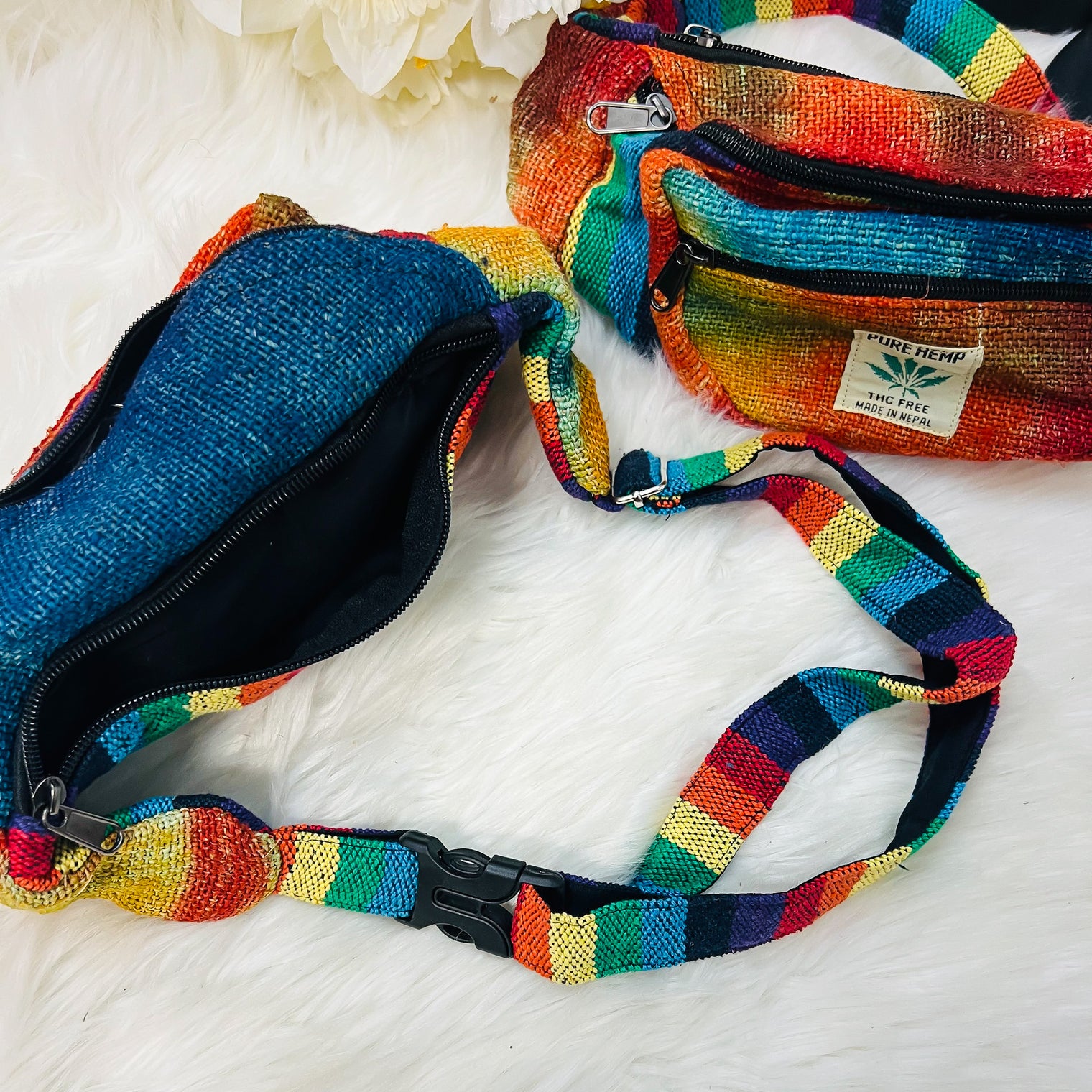 Handmade Tie Dye Hemp Unisex Fanny Pack