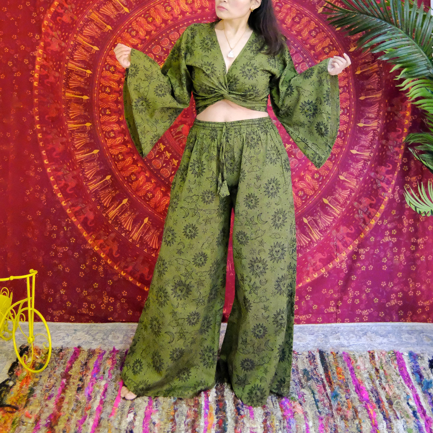 Sun/Moon Celestial Palazzo Pant with Flare Sleeve Top