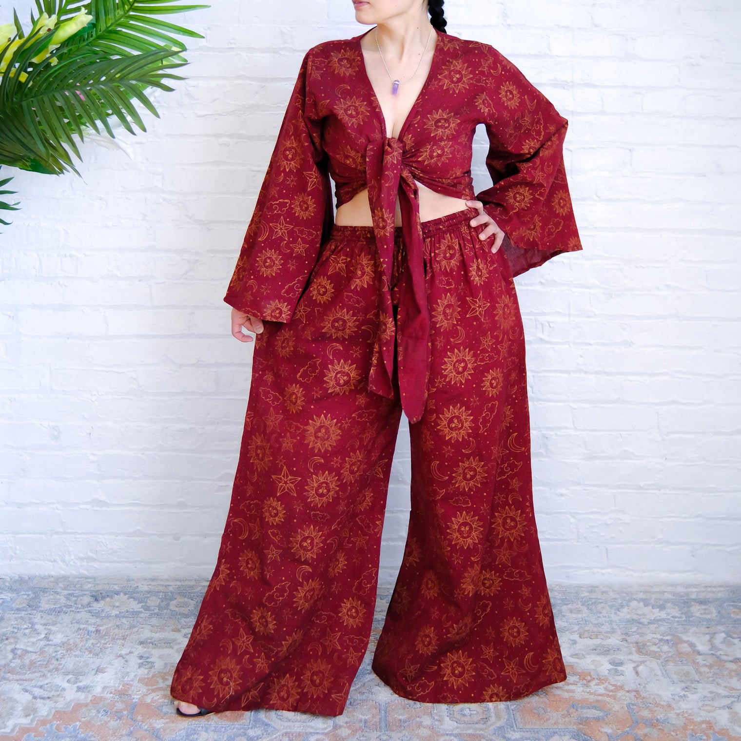 Sun/Moon Celestial Palazzo Pant with Flare Sleeve Top