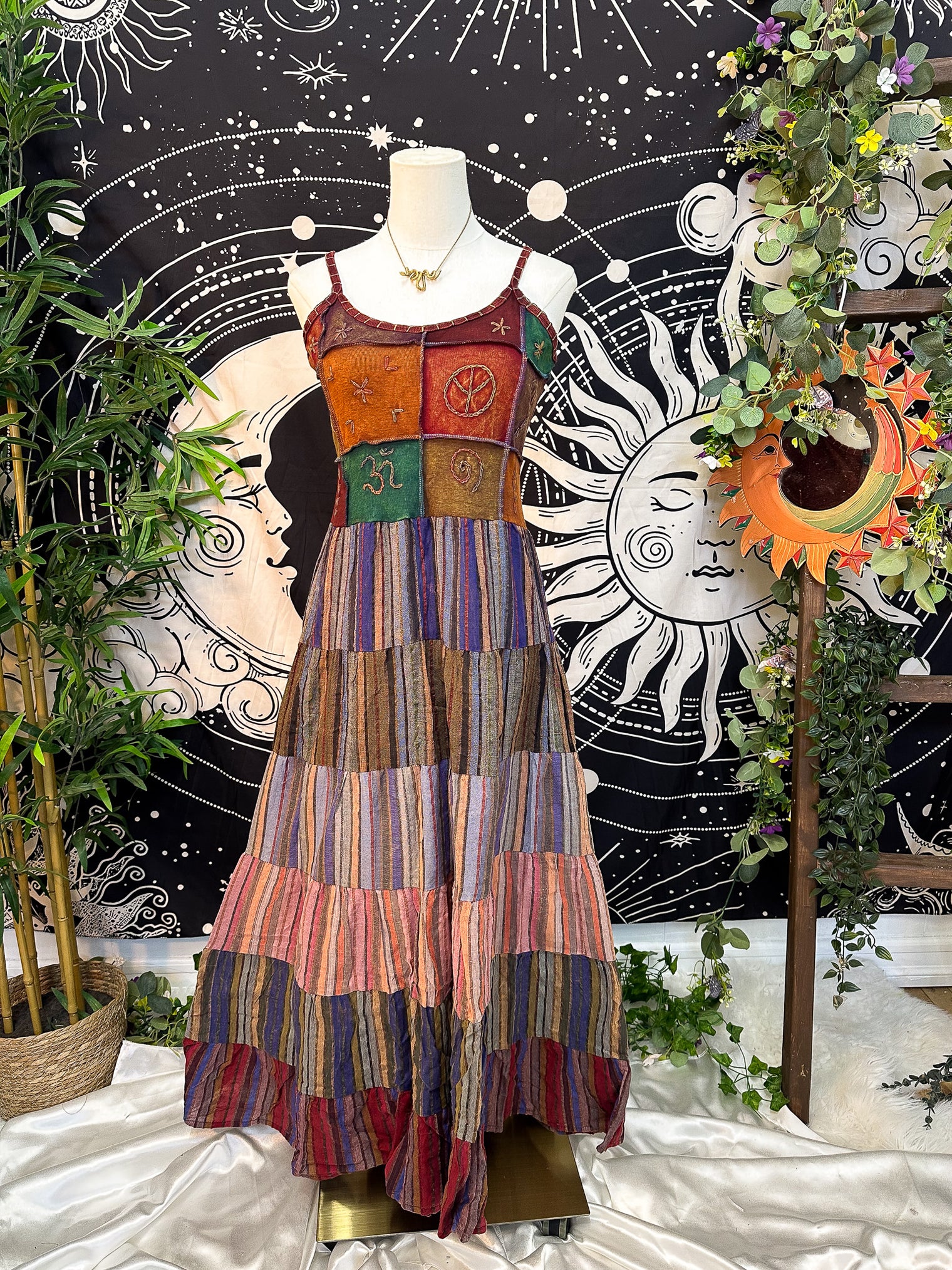 Patchwork Flowy Maxi Dress