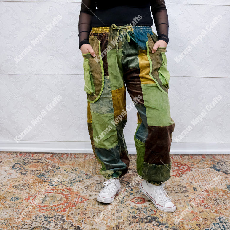 Patch Corduroy Baggy Pants