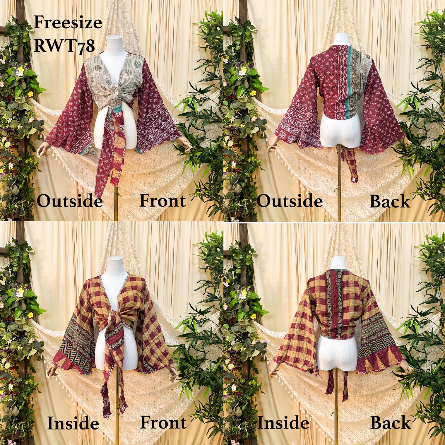 Vintage Kantha Boho Reversible Wrap Top