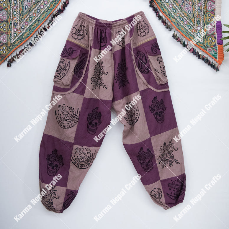 Patch Cotton Gothic Style Unisex Pants