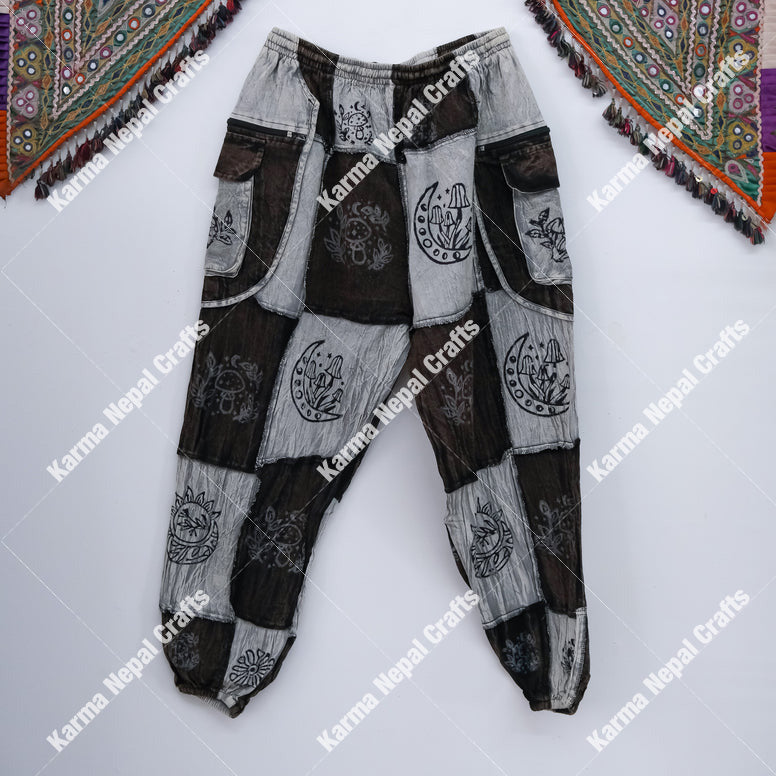 Patch Cotton Gothic Style Unisex Pants