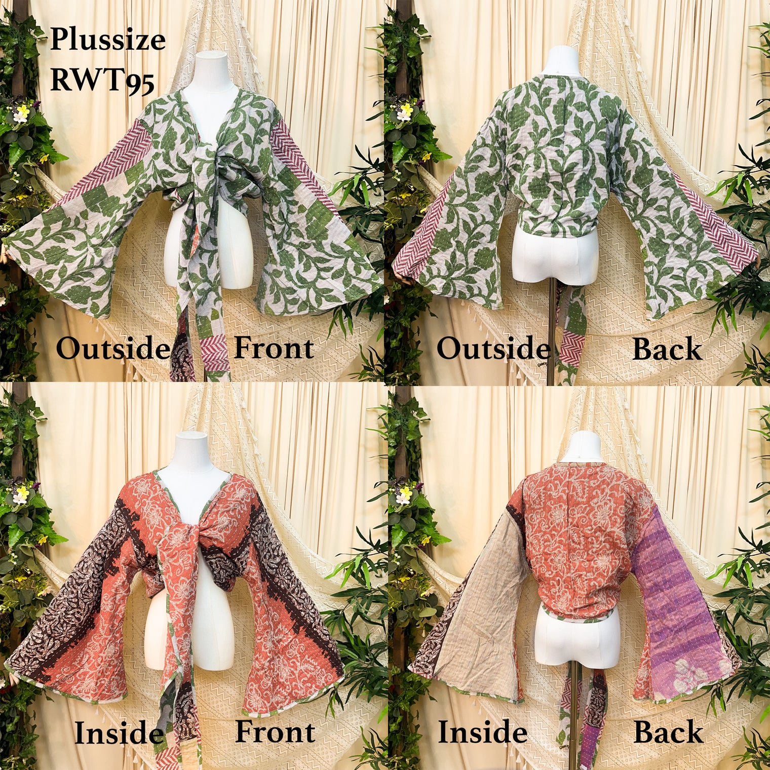 Kantha Plus Size Reversible Wrap Top