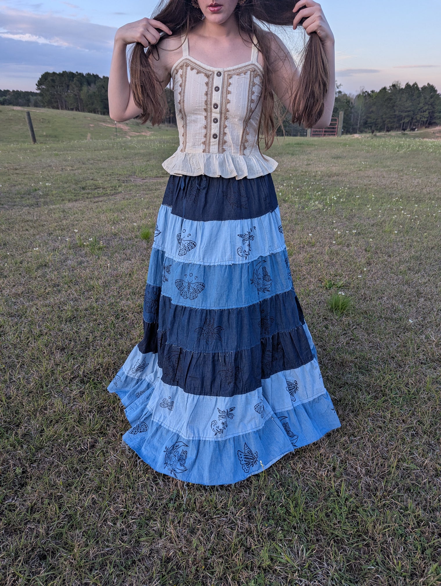 Midnight Flutter Boho Skirts