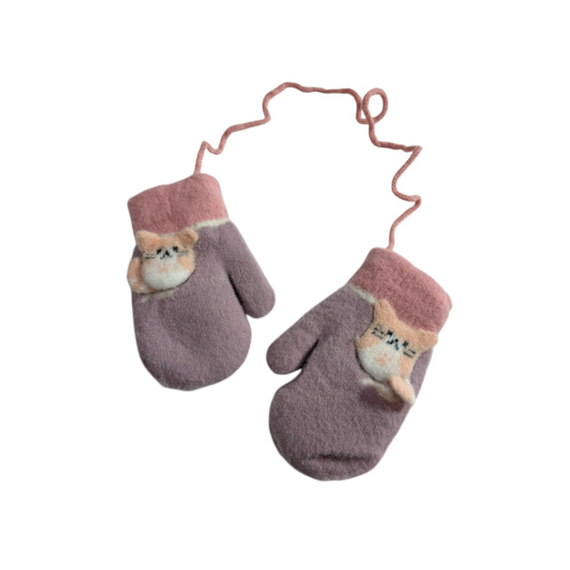 Kids Fleece Lined Cat Mittens