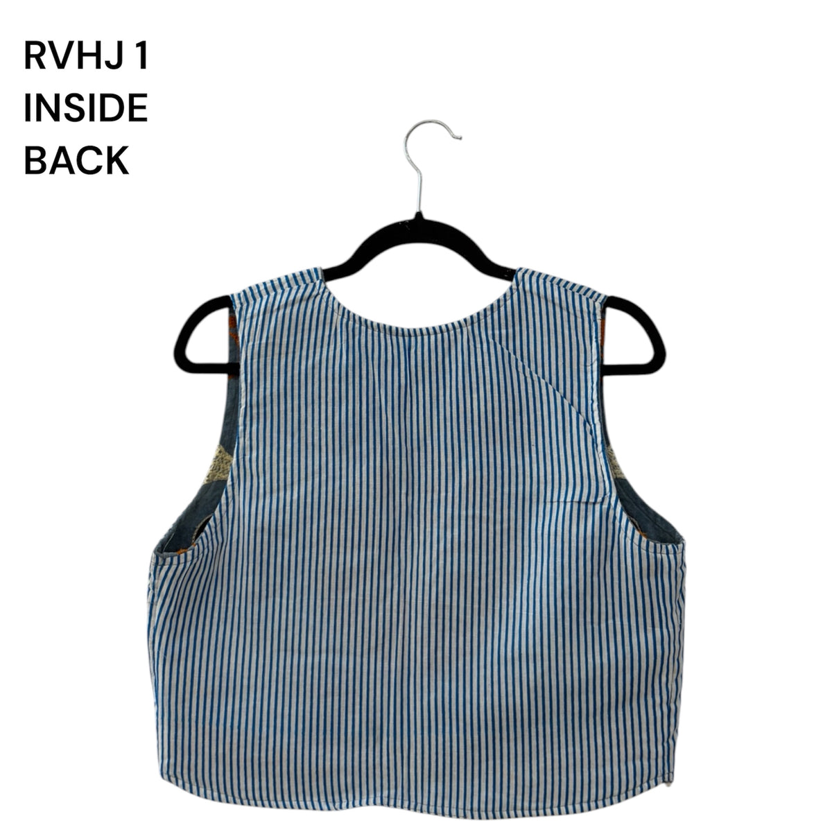 Boho Floral Waistcoat with Striped Cotton Reverse