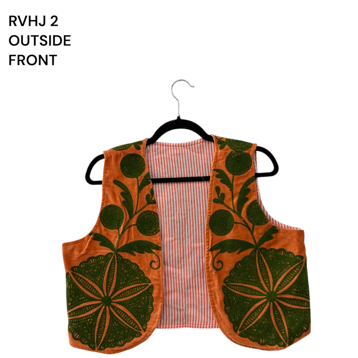 Boho Floral Waistcoat with Striped Cotton Reverse