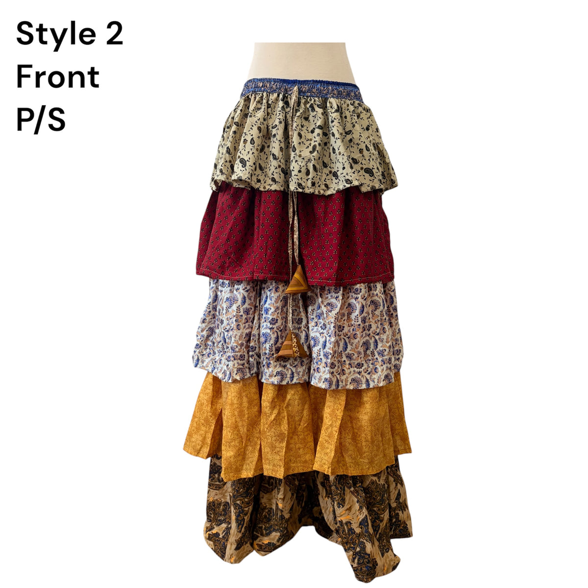 One-of-a-Kind Flowy Recycled Sari Maxi Skirt