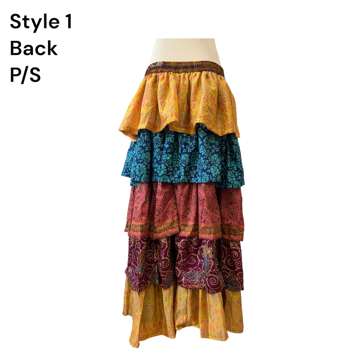 One-of-a-Kind Flowy Recycled Sari Maxi Skirt
