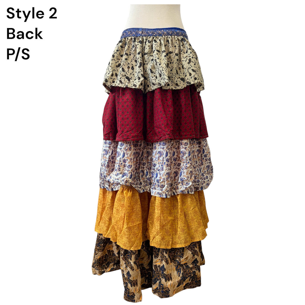 One-of-a-Kind Flowy Recycled Sari Maxi Skirt
