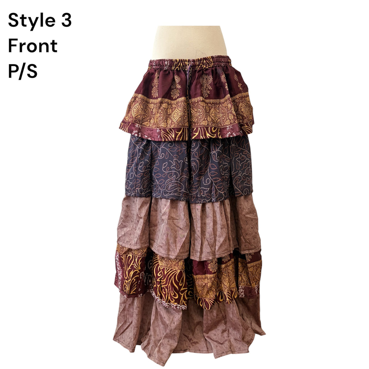 One-of-a-Kind Flowy Recycled Sari Maxi Skirt