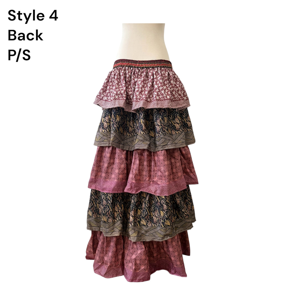 One-of-a-Kind Flowy Recycled Sari Maxi Skirt