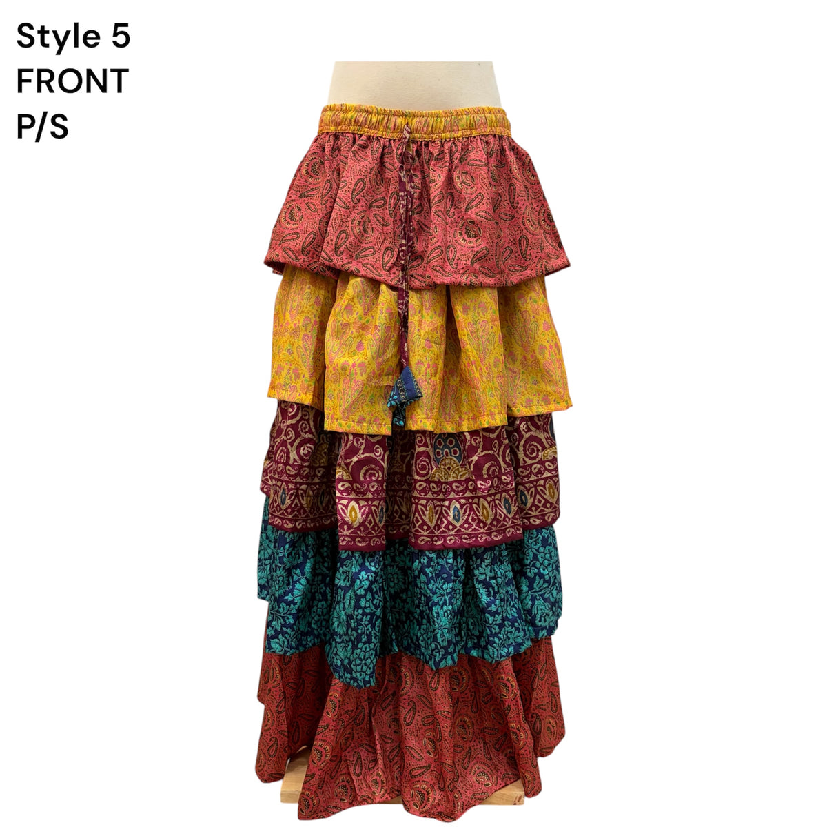 One-of-a-Kind Flowy Recycled Sari Maxi Skirt