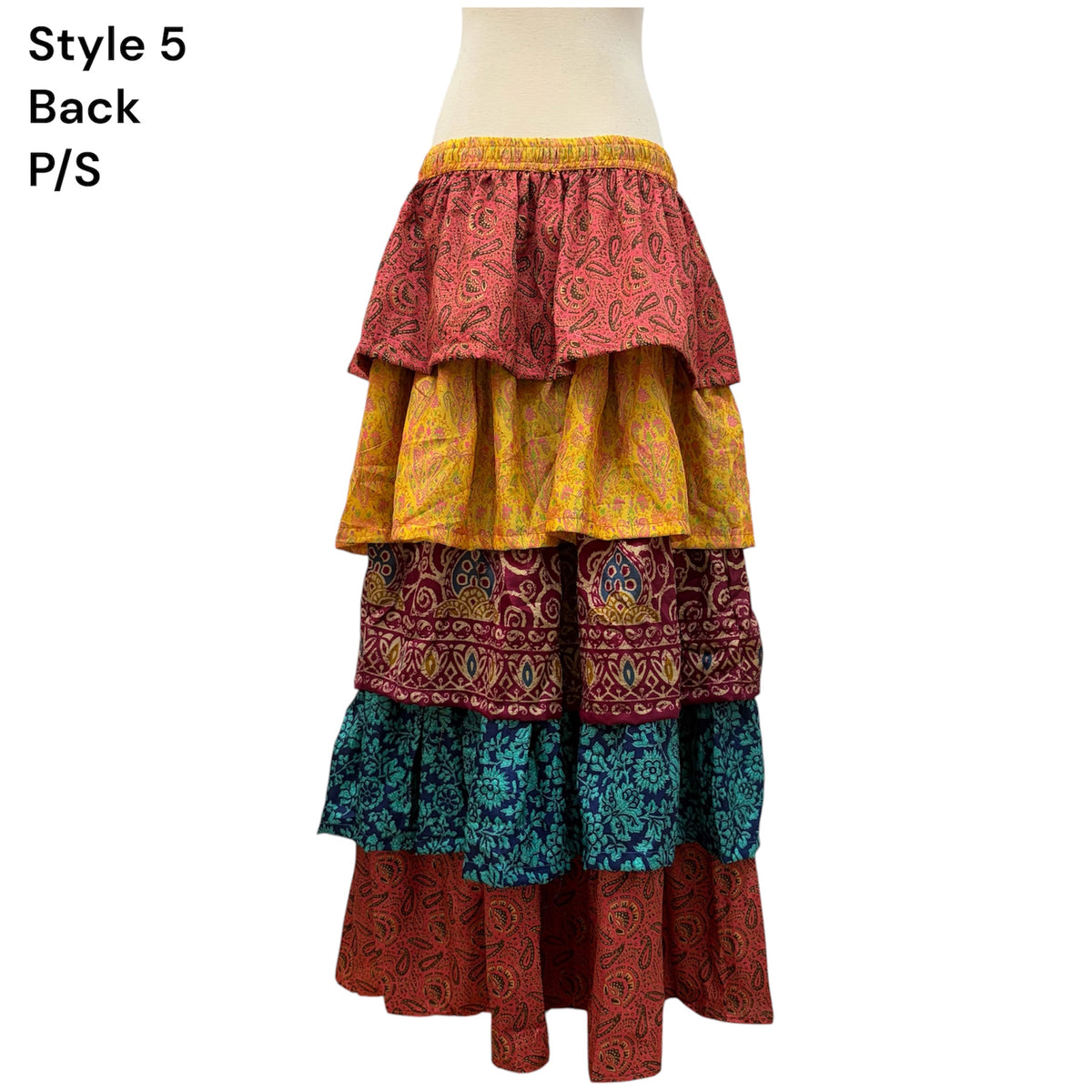 One-of-a-Kind Flowy Recycled Sari Maxi Skirt