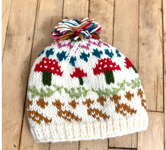 Knitted Crochet Mushroom Bobble Hat