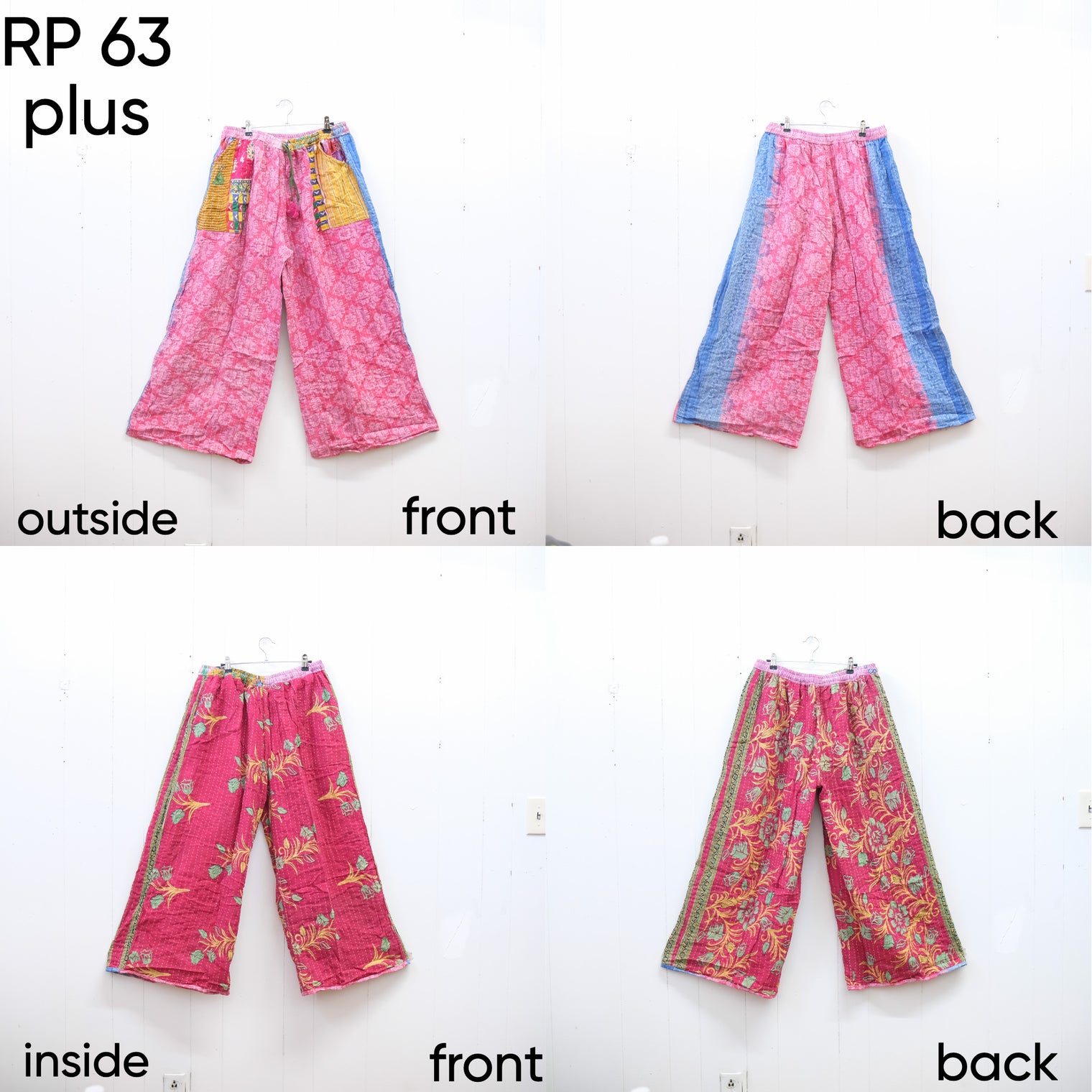 Kantha Reversible Plus Size Palazzo Pants